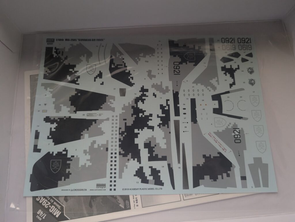Decal Bag for Academy Mig-29AS "Slovak Air Force" 1/48 Scale Model